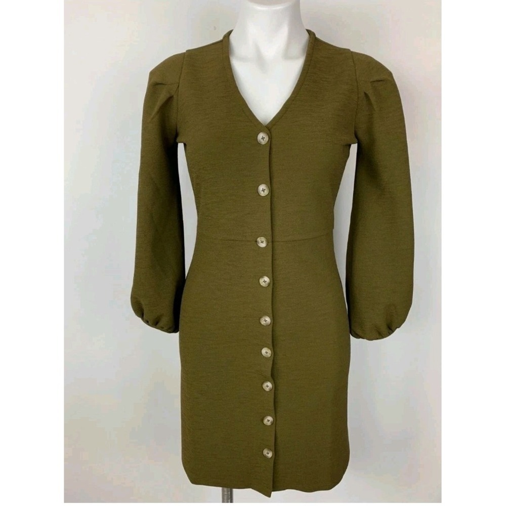 NEW Texture & Thread by Madewell Olive Green Button Down Dress Small